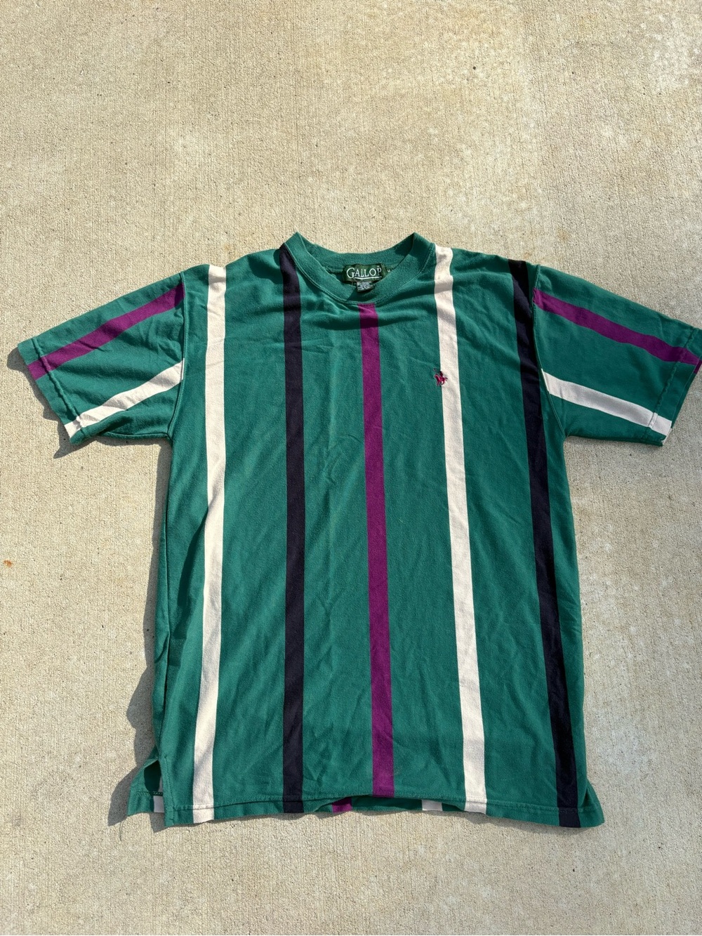 Gallop Vintage-Inspired Green Striped Tee